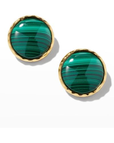 Nest Bezel Clip Earrings - Green