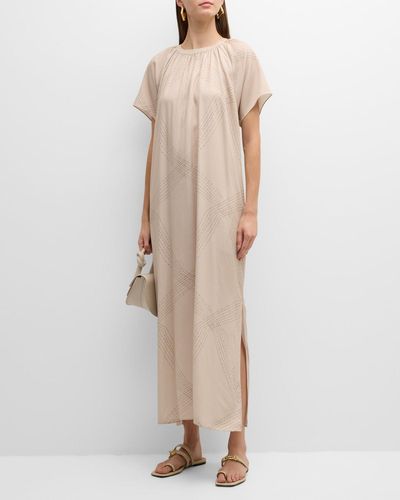 Foemina James Graphic-Print Raglan-Sleeve Maxi Dress - Natural
