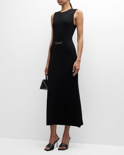 Gabriela Hearst Meier Cashmere-Blend Ribbed Knit Maxi Dress With Belt - Black
