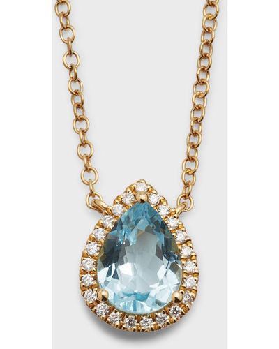 Kiki McDonough Grace Pear Topaz And Diamond Necklace - Blue