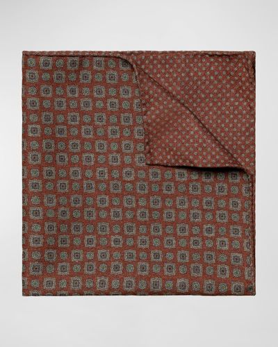 Eton Double-Face Wool Flannel Pocket Square - Brown