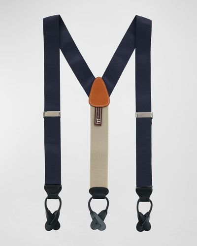 Trafalgar Hudson Textured Silk Suspender Braces - Blue