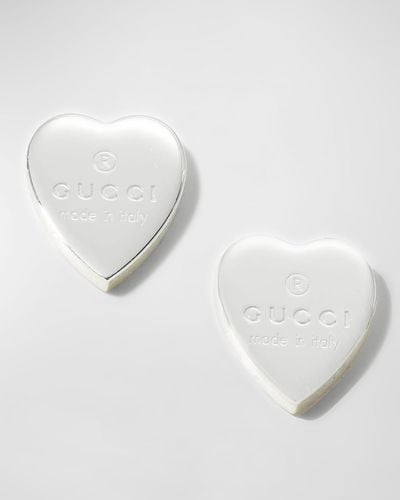 Gucci Engraved Heart Trademark Earrings - White