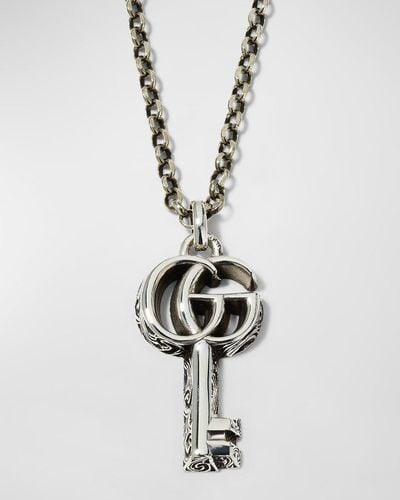 Gucci GG Key Sterling Silver Pendant Necklace - Metallic