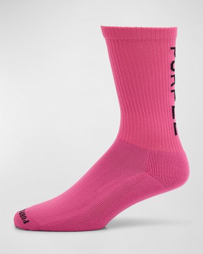 Purple Core Crew Socks - Pink