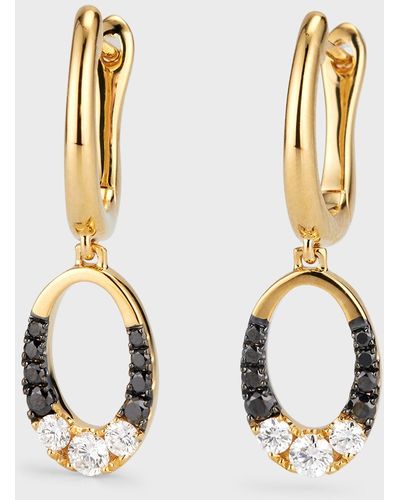 Frederic Sage 18k Clip Ii Small Oval White And Black Diamond Earrings - Metallic