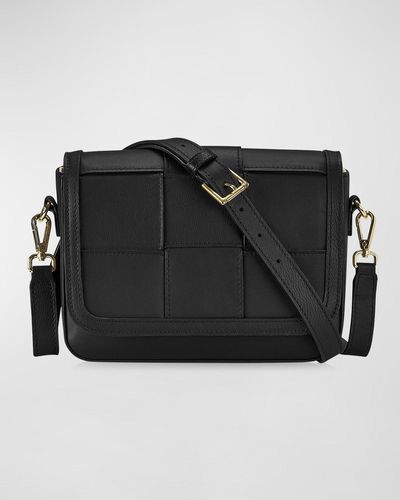 Gigi New York Lily Woven Leather Crossbody Bag - Black