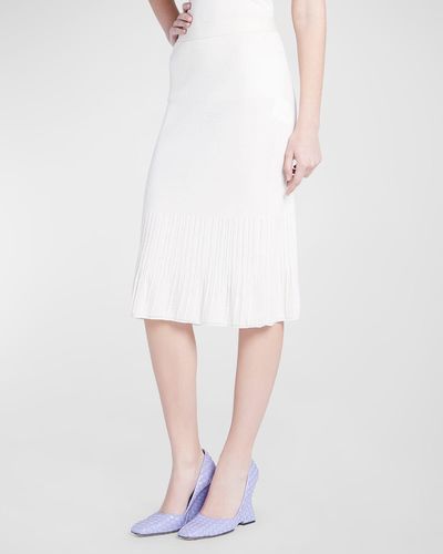 Bottega Veneta Wool Midi Skirt With Ribbed Underpinning - White
