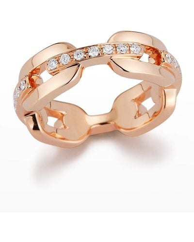 WALTERS FAITH Saxon Rose Gold Diamond Bar Flat Chain Link Ring Size 7 - Pink
