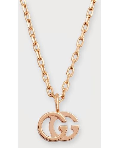 Gucci Running G 18k Rose Gold Pendant Necklace - White