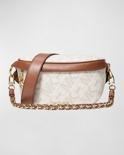 MICHAEL Michael Kors Xs Chain-Link Monogram Sling Pack Shoulder Bag - Natural
