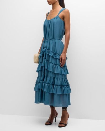 Cinq À Sept Kandra Tiered Skirt Maxi Dress - Blue