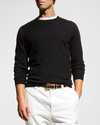 Brunello Cucinelli Wool-Cashmere Crew Sweater - Black