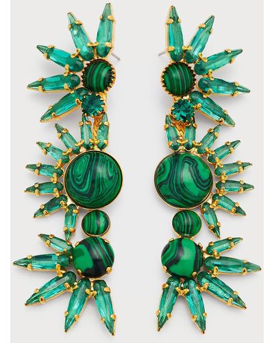 Elizabeth Cole Livy 24k Gold-plated & Crystal Earrings - Green