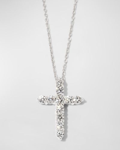 Roberto Coin 18" White Gold Diamond Cross Pendant Necklace, 0.45ct