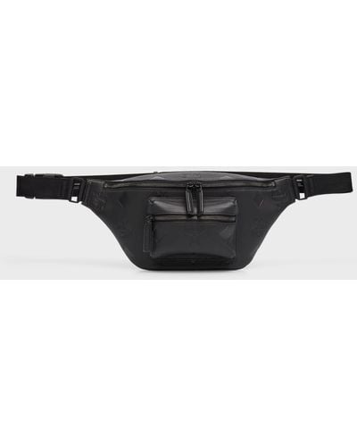 MCM Fursten Visetos Monogram Leather Belt Bag - Black