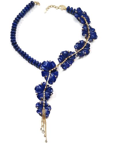 Coomi Affinity 20K Carved Lapis Necklace W/ Diamonds - Blue