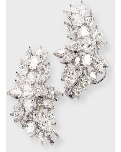 Neiman Marcus Lab Grown Diamond 18k White Gold Pear And Marquise Cluster Earrings