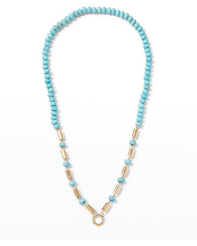 Harwell Godfrey Yellow Gold Baht Chain With Turquoise - Blue