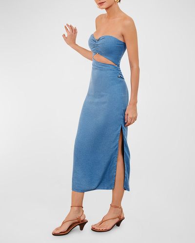 ViX Solid Sonny Detail Midi Dress - Blue