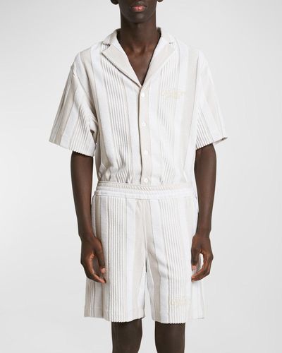 Givenchy Vertical Stripe Cotton Toweling Shorts - White