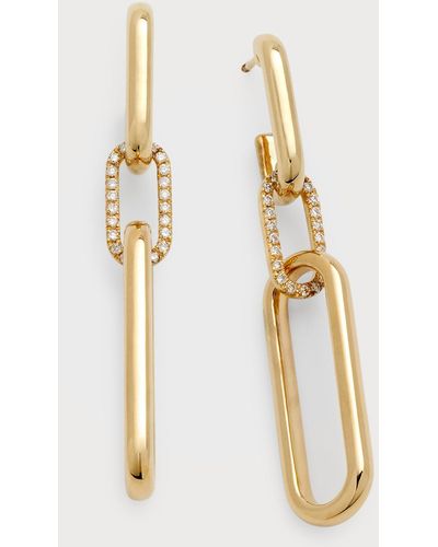 Siena Jewelry 14k Yellow Gold Paper Clip Diamond Link Earrings - Metallic
