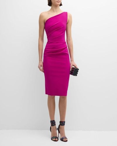 La Petite Robe Di Chiara Boni Ruched One-Shoulder Bodycon Midi Dress - Pink