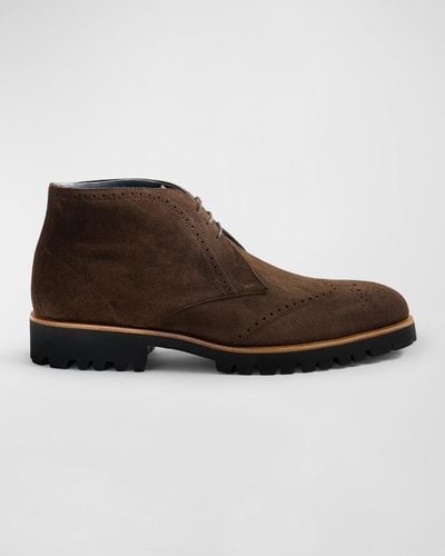 Di Bianco Parabiago Water-Resistant Suede Chukka Boots - Brown