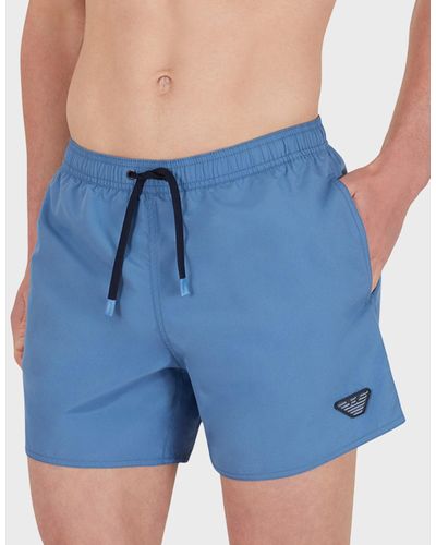 Emporio Armani Eagle Patch Swim Shorts - Blue