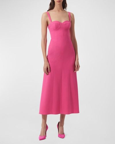 Carolina Herrera Thin-Strap Crepe Bustier Midi Dress - Pink
