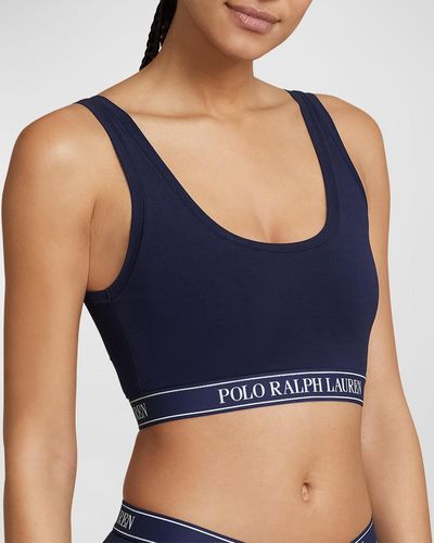 Polo Ralph Lauren Cropped Scoop-Neck Logo Tank - Blue
