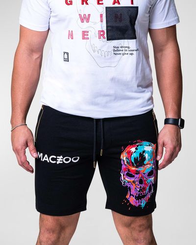 Maceoo Skull Paint Shorts - White
