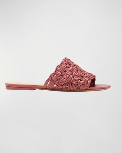Alexandre Birman Sammy Braided Leather Flat Sandals - Red
