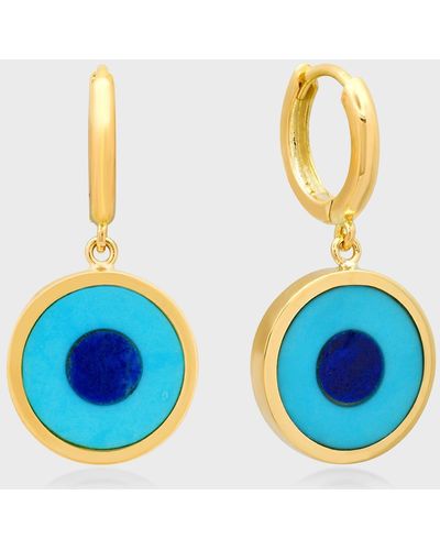 Jennifer Meyer Inlay Evil Eye Mini Huggie Earrings - Blue