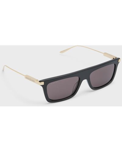 Gucci GG1437Sm Acetate Rectangle Sunglasses - Natural