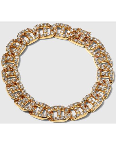 Leo Pizzo Yellow Gold Small Diamond Link Bracelet, 6.66tcw - Metallic