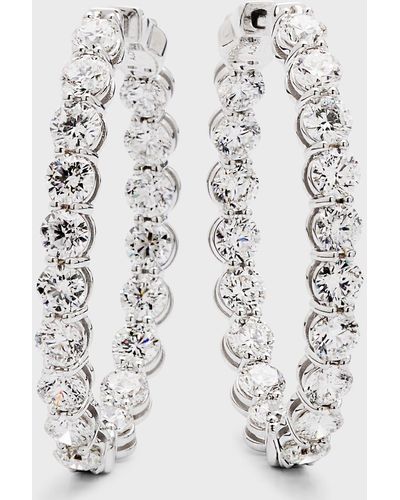 Neiman Marcus 18k White Gold Diamond Oval Hoop Earrings, 9.18tcw