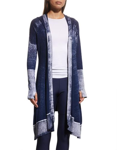 BLANC NOIR Huntress Hooded Open-front Cardigan - Blue