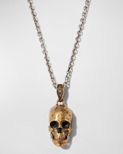 John Varvatos Two-Tone Skull Pendant Necklace, 24"L - Metallic