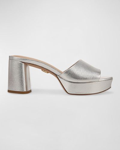 Veronica Beard Dali Metallic Platform Mule Sandals - Gray