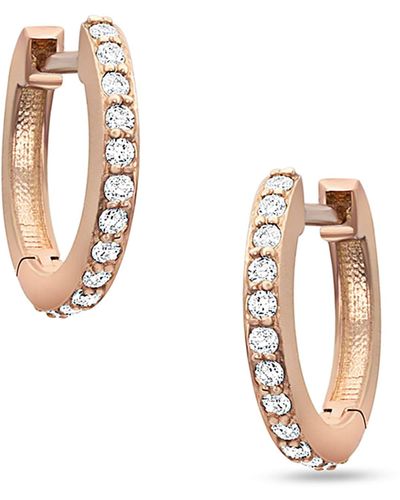 Dominique Cohen 18k Rose Gold Diamond Huggie Hoop Earring - Metallic