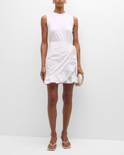 Cinq À Sept Mahlia Sleeveless Wrap-Skirt Mini Dress - White