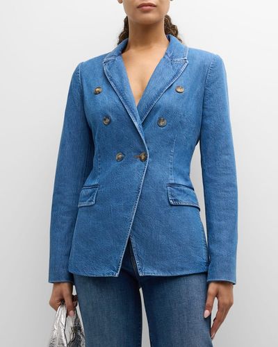 Tanya Taylor Michelle Tailored Denim Cutaway Jacket - Blue