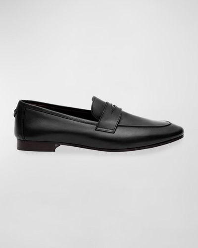 Bougeotte Flaneur Leather Flat Penny Loafers - Black