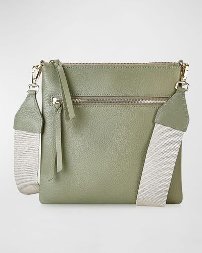 Gigi New York Kit Zip Pebble Leather Messenger Bag - Green