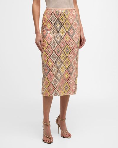 Le Superbe Sundrop Sequined Midi Skirt - Natural