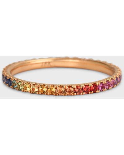 Lisa Nik 18k Rose Gold Rainbow Sapphire Ring, Size 6 - Multicolor