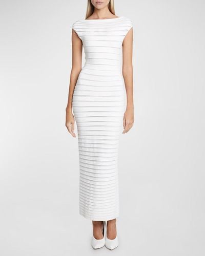 Alaïa Cap-Sleeve Bandage Midi Dress - White