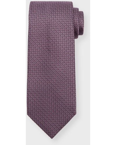 Brioni Micro-Boxes Silk Tie - Purple