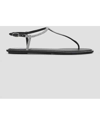 Rene Caovilla Diana Crystal T-Strap Flat Sandals - Metallic